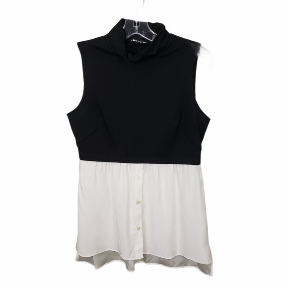 NWT Drew sleeveless combo top shirttail sm silk - Picture 1 of 6